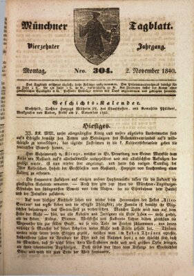 Münchener Tagblatt Montag 2. November 1840