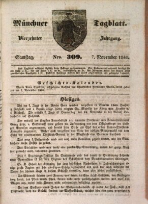 Münchener Tagblatt Samstag 7. November 1840