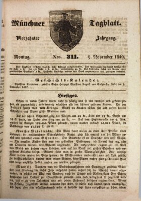 Münchener Tagblatt Montag 9. November 1840