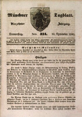 Münchener Tagblatt Donnerstag 12. November 1840