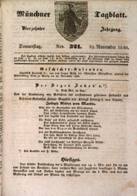 Münchener Tagblatt Donnerstag 19. November 1840