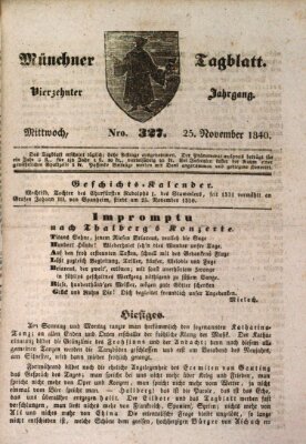 Münchener Tagblatt Mittwoch 25. November 1840