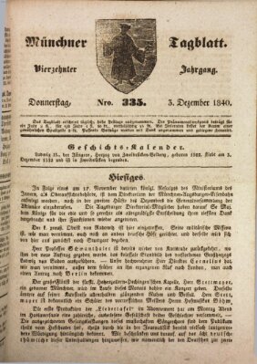 Münchener Tagblatt Donnerstag 3. Dezember 1840