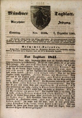 Münchener Tagblatt Sonntag 6. Dezember 1840