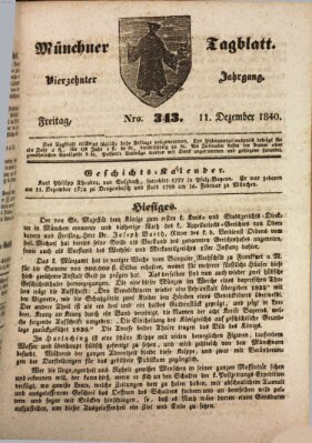 Münchener Tagblatt Freitag 11. Dezember 1840