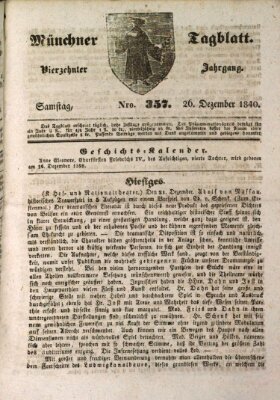 Münchener Tagblatt Samstag 26. Dezember 1840