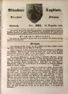 Münchener Tagblatt Mittwoch 30. Dezember 1840