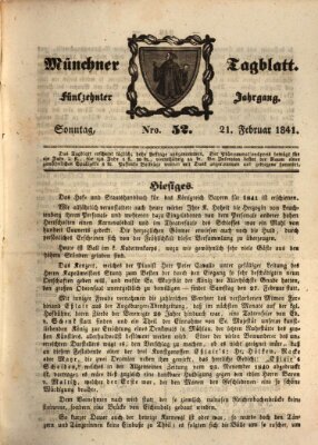 Münchener Tagblatt Sonntag 21. Februar 1841