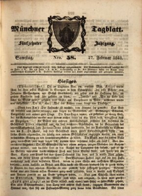 Münchener Tagblatt Samstag 27. Februar 1841