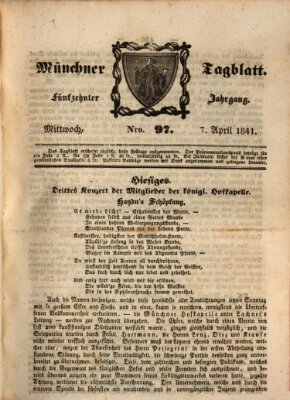 Münchener Tagblatt Wednesday 7. April 1841
