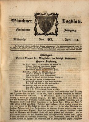 Münchener Tagblatt Mittwoch 7. April 1841