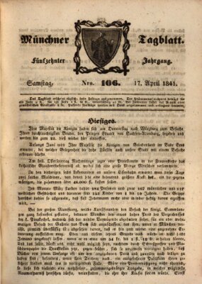 Münchener Tagblatt Samstag 17. April 1841