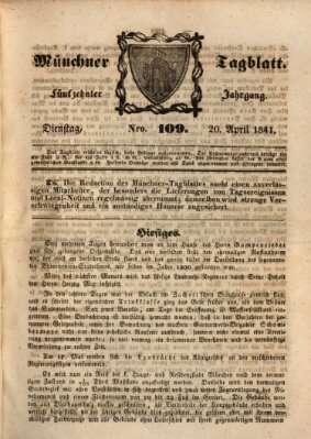 Münchener Tagblatt Dienstag 20. April 1841