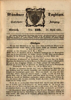 Münchener Tagblatt Mittwoch 21. April 1841