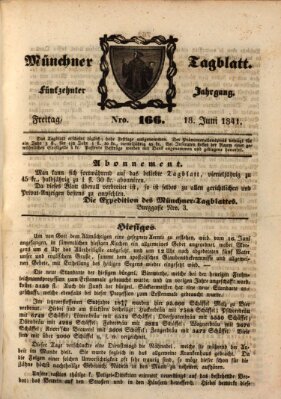 Münchener Tagblatt Freitag 18. Juni 1841