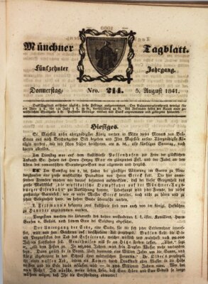 Münchener Tagblatt Donnerstag 5. August 1841