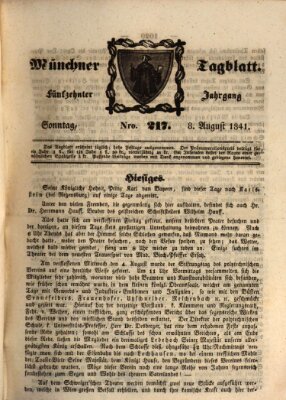 Münchener Tagblatt Sonntag 8. August 1841