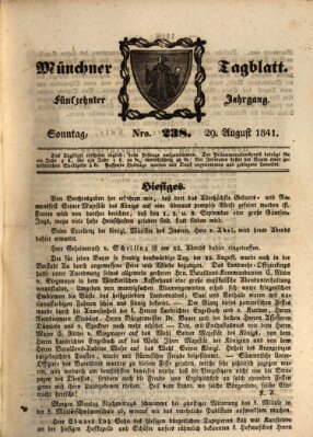 Münchener Tagblatt Sonntag 29. August 1841