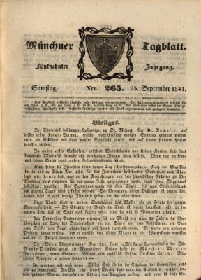 Münchener Tagblatt Samstag 25. September 1841