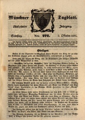 Münchener Tagblatt Samstag 2. Oktober 1841