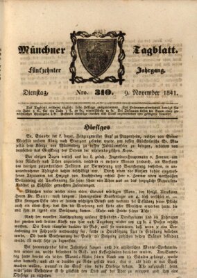 Münchener Tagblatt Dienstag 9. November 1841