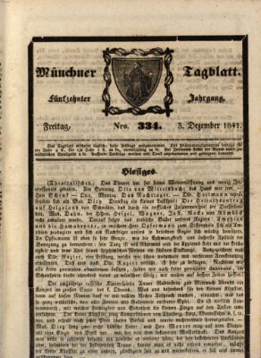 Münchener Tagblatt Freitag 3. Dezember 1841