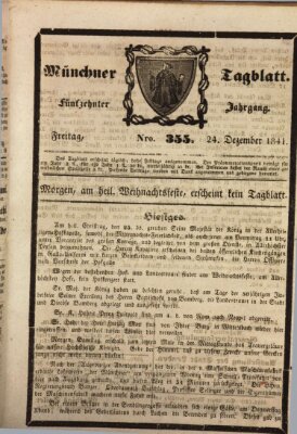 Münchener Tagblatt Freitag 24. Dezember 1841