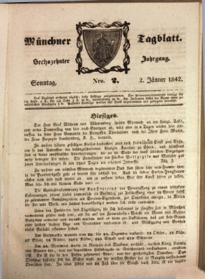 Münchener Tagblatt Sonntag 2. Januar 1842