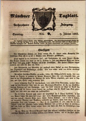 Münchener Tagblatt Sonntag 9. Januar 1842