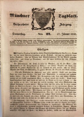 Münchener Tagblatt Donnerstag 27. Januar 1842