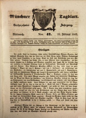 Münchener Tagblatt Mittwoch 16. Februar 1842