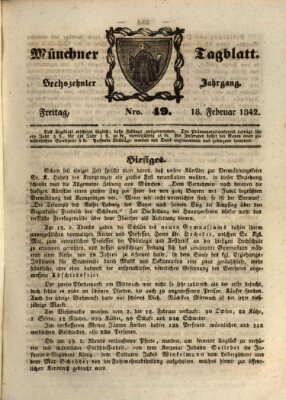 Münchener Tagblatt Freitag 18. Februar 1842