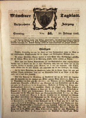 Münchener Tagblatt Sonntag 20. Februar 1842