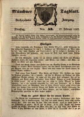 Münchener Tagblatt Dienstag 22. Februar 1842