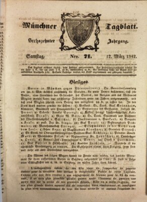 Münchener Tagblatt Samstag 12. März 1842