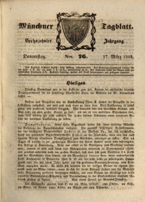 Münchener Tagblatt Donnerstag 17. März 1842