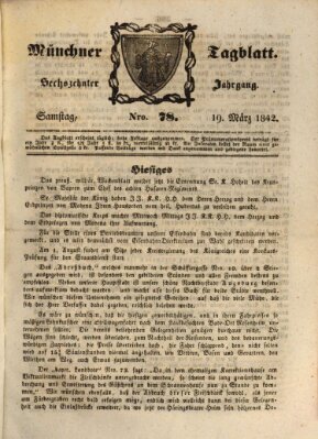 Münchener Tagblatt Samstag 19. März 1842