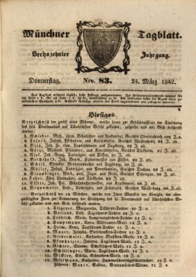 Münchener Tagblatt Donnerstag 24. März 1842