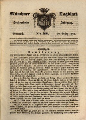 Münchener Tagblatt Mittwoch 30. März 1842