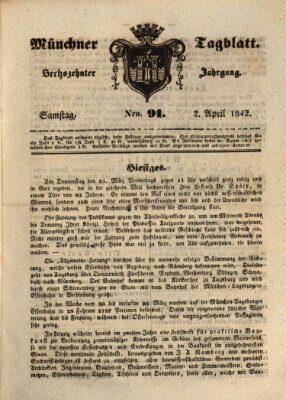 Münchener Tagblatt Samstag 2. April 1842