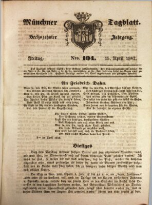 Münchener Tagblatt Freitag 15. April 1842