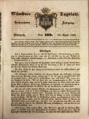 Münchener Tagblatt Mittwoch 20. April 1842