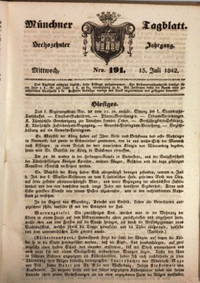 Münchener Tagblatt Mittwoch 13. Juli 1842