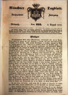 Münchener Tagblatt Mittwoch 3. August 1842