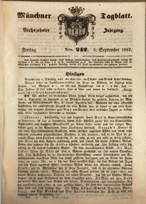 Münchener Tagblatt Freitag 2. September 1842