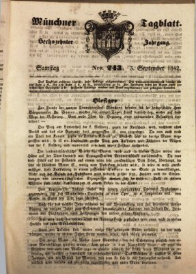 Münchener Tagblatt Samstag 3. September 1842