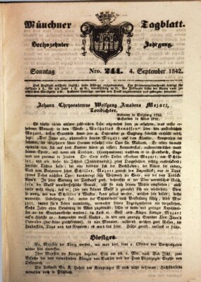 Münchener Tagblatt Sonntag 4. September 1842