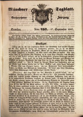 Münchener Tagblatt Samstag 17. September 1842