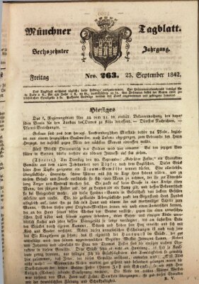 Münchener Tagblatt Freitag 23. September 1842