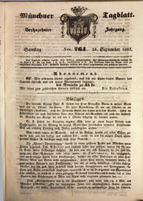 Münchener Tagblatt Samstag 24. September 1842